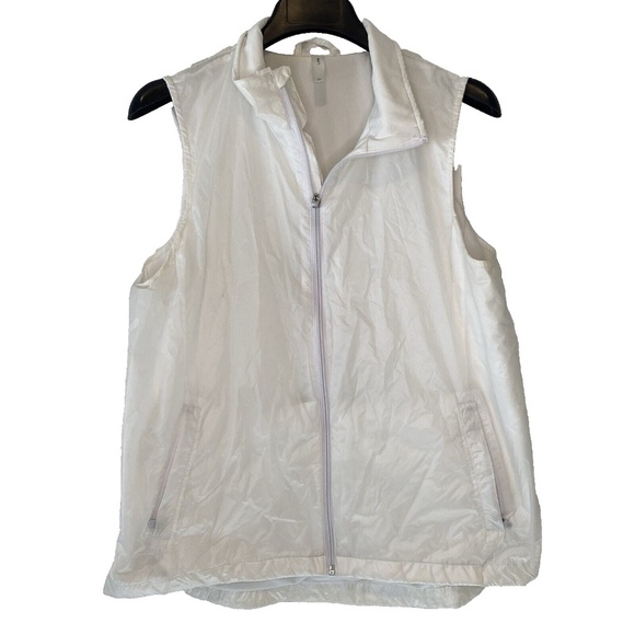 GapFit winter white zip vest lined Size Large - Picture 1 of 11
